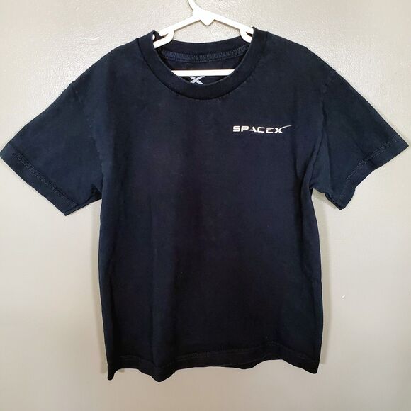 Space X T-Shirt Youth Kids Size Small Black Falcon 9 Print 2015 Short Sleeve - Picture 1 of 8